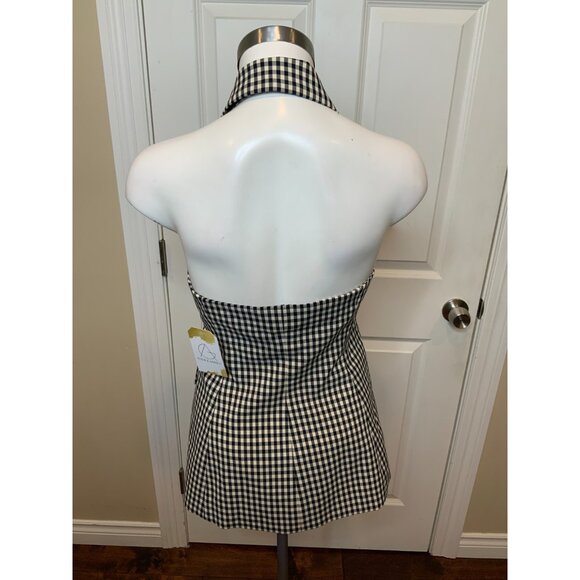 Veronica Beard Enfield Vest" Black & Ecru White Check Collared Size 2, NWT! $598 - Picture 5 of 6